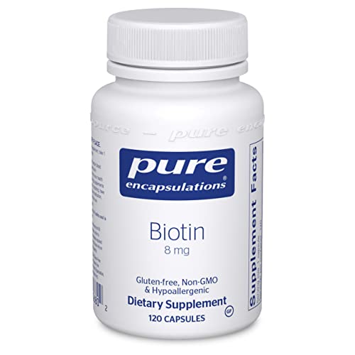 Pure Encapsulations Biotin 8 mg | B Vitamin Supplement for Stress Relief, Hair, Skin, and Nail Strengthening, Metabolism, Carbohydrate Support, and Nervous System* | 120 Capsules
