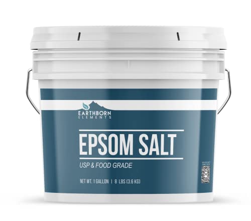 Epsom Salt (1 Gallon) by Earthborn Elements, Resealable Bucket, Magnesium Sulfate Soaking Solution, All-Natural